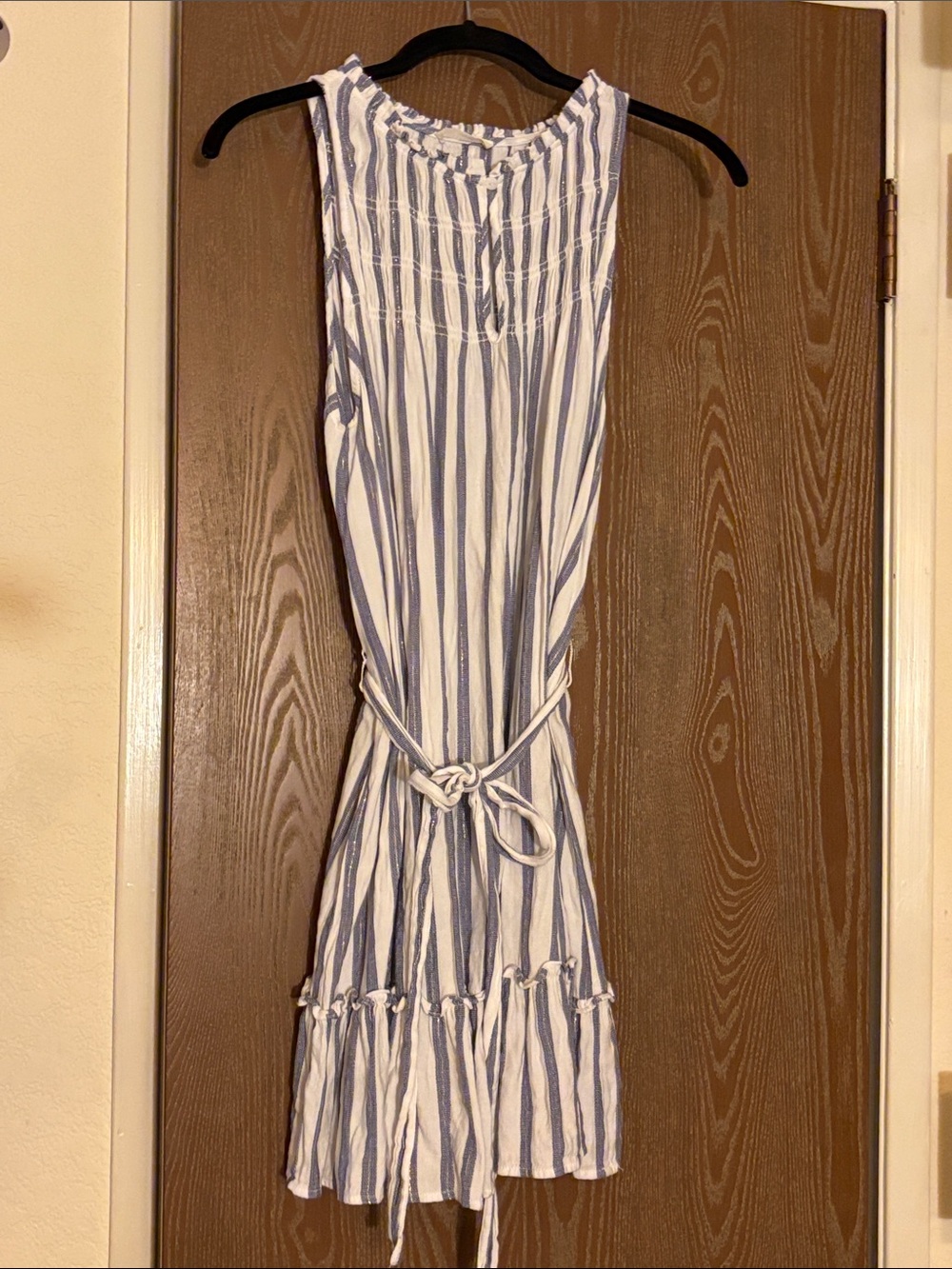 lovestitch White and Blue Striped Tie-Waist Mini Dress - Picture 3 of 7